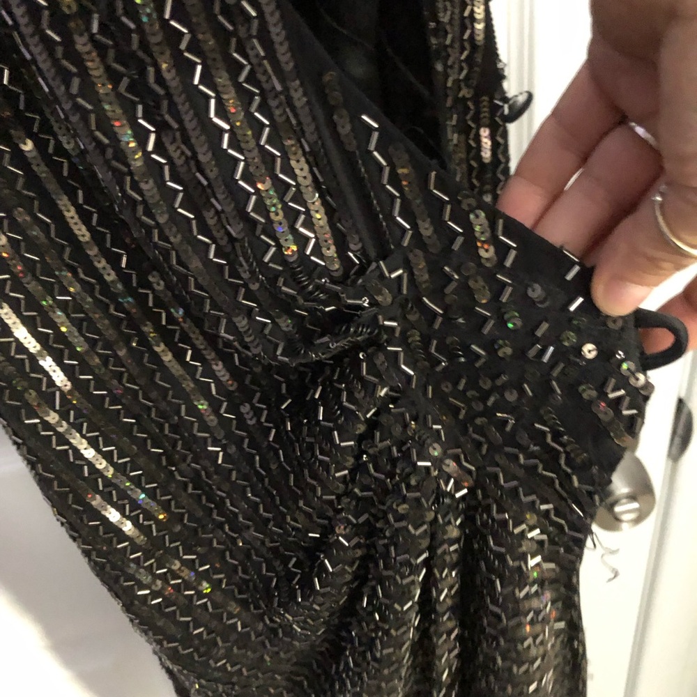 Parker Black Sequin/Beaded Cocktail Silk Dress - Picture 15 of 16